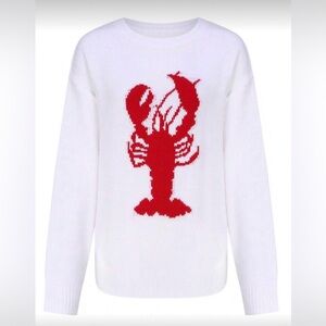 White Sweater with Red Lobster Design